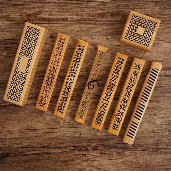 Wholesale bamboo incense box bamboo wood hollow line incense coil incense box Home Office incense stove wood sandalwood incense bamboo box