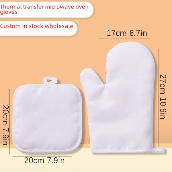 Solid Color Sublimation Printing Digital Printing Thermal Transfer Blank Oven Gloves Kitchen Baking Microwave Oven Anti-scald Gloves Set
