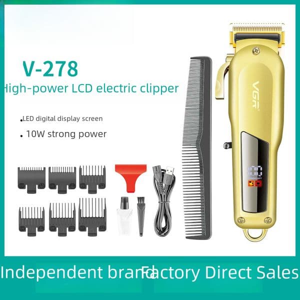 VGR278 electric clipper high-power fast charging electric clipper adjustable LCD digital display hair salon household electric hair clipper