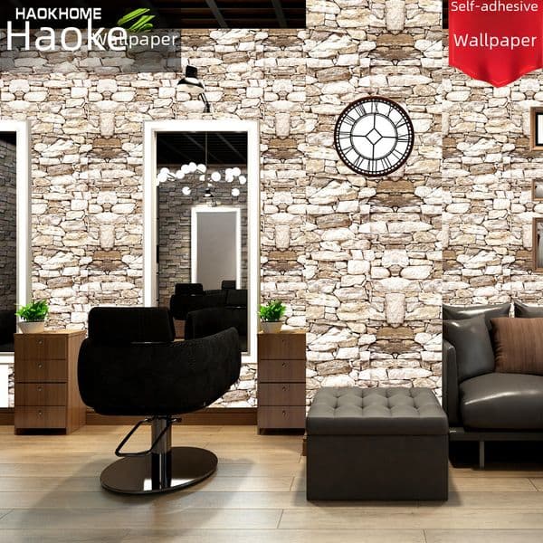 Brick pattern simulation stone wallpaper self-adhesive moisture-proof balcony wallpaper 3D three-dimensional restaurant Wall skirt hotel decoration wall stickers