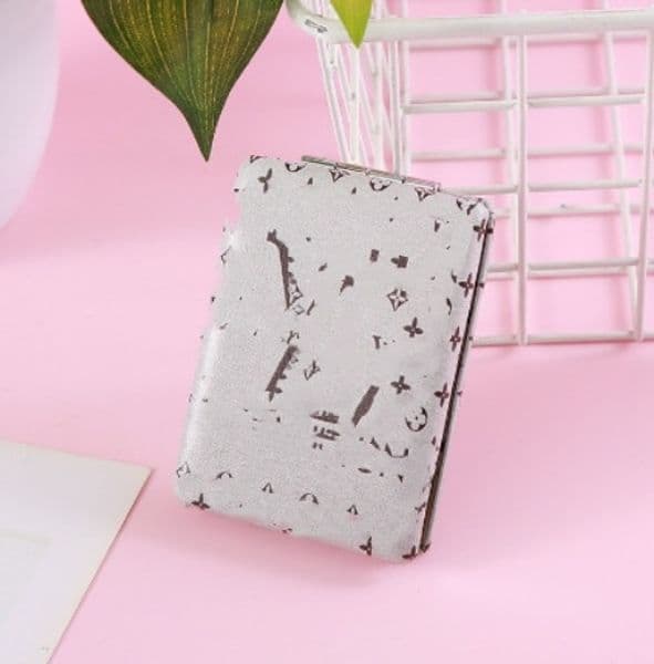 Makeup Folding Mirror Portable Thick Double-Sided Pu Makeup Mirrors Simple Luxury Rectangular Bread Mirror High-End