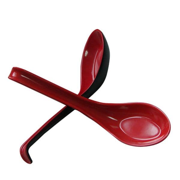 Factory red and black spoon easy to use melamine black and red double color soup spoon double color spoon with hook kitchen tableware spoon practical