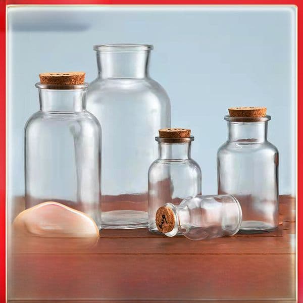 Wholesale transparent Cork wide mouth reagent bottle complete specifications can be printed grinding bottle reagent medicine bottle glass bottle