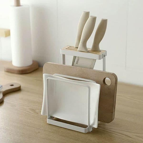 Japanese-style Knife Rack Chopping Board Rack Pot Cover Cutter Cutting Board Storage Multifunctional Storage Rack Kitchen Finishing Iron Art