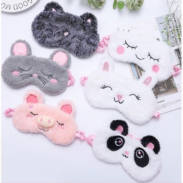 Plush Eye Mask Female Korean Style Sleep Shading Cute Girl Cartoon Bunny Sleeping Bag Fluffy Pink Cute