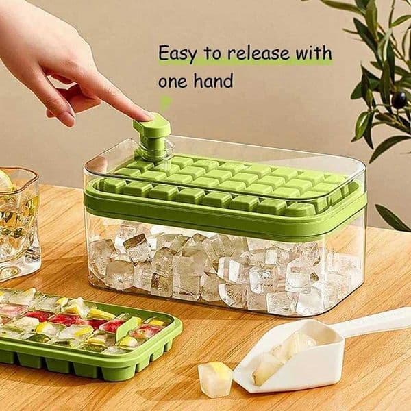 32 Grid Ice Cube Tray Home Press Style Ice Mold Whiskey Cocktail Ice Bucket With Lid Shovel Refrigerator Ice Cube Making ToolM240719