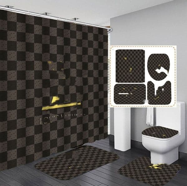 2026 New Fashion Letter Printed Shower Curtains Designer Print Bathroom Curtain Home Toilet Er Mat Bath Supplies Free Shipping
