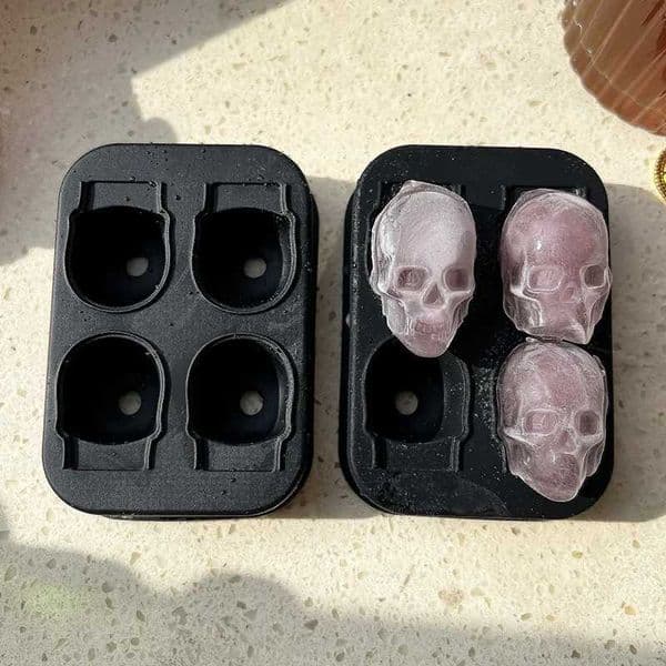 1pc 3D Skull Ice Cube Silicone Mold Whiskey Wine Cocktail 4 Grids Ice Ball Making Mould Tray For Home Cake Chocolate Baking ToolM240719