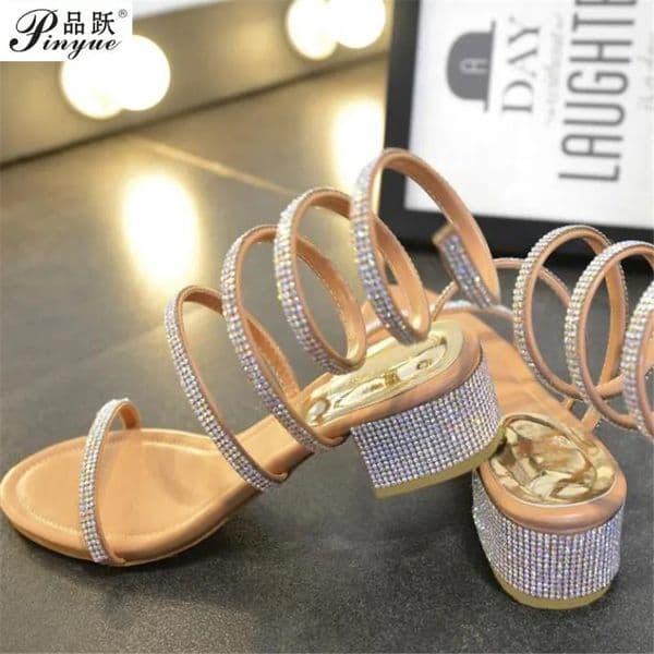 Fashion Summer Style Thick Heel Gladiator Sandals Womens Flat Sandals Serpentine Stone Womens Sandals Wedding Shoes 240719