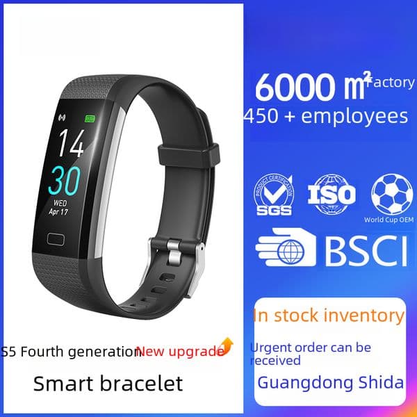 S5 bracelet body temperature blood pressure fitness heart rate meter step smart bracelet watch factory gift wholesale sports bracelet