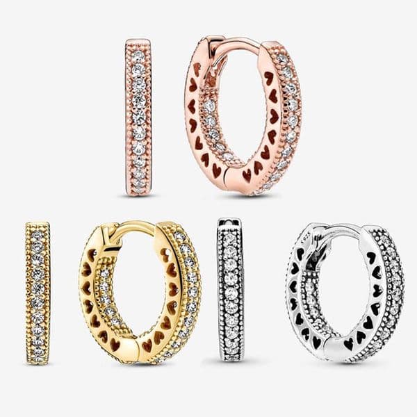 Pave Heart Hoop Earrings 925 Sterling Silver Diamond Earring For Women Men Party Jewelry Girlfriend Gift Gold earrings with Retail Box Set H260128