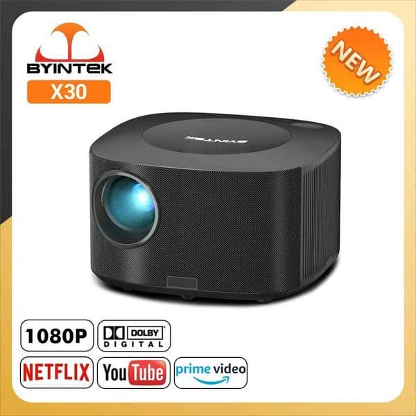 Projectors BYINTEK X30 Full HD 1080P Projector 4K Licensed Netflix TV System AI Auto-focus Dolby Android Smart WIFI Home Theater Projector Q240719