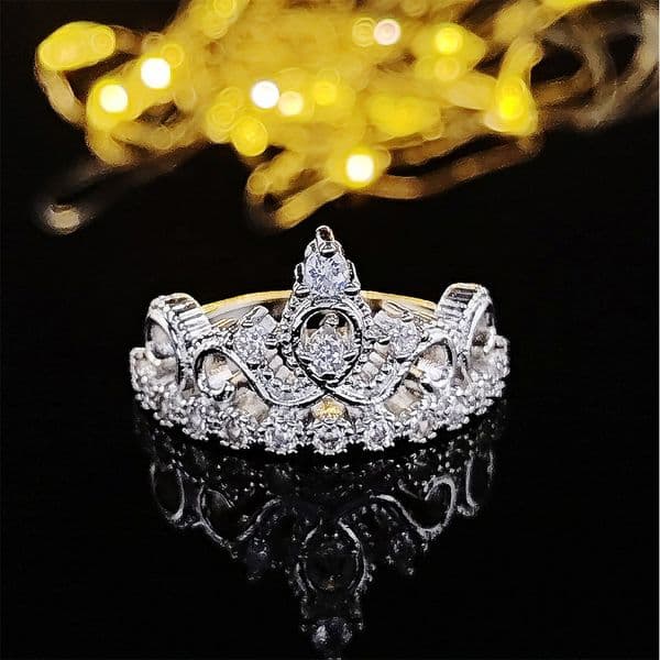 Designer Rings Luxury Crown Silver Plated Diamond Ring High Quality Copper Rings Woman Jewelry Accessory Party