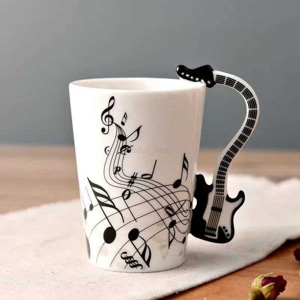 Novelty Music Note Cup Ceramic Guitar Coffee Mugs Personality Tea/Milk/Juice/Lemon Water Bottle Christmas Birthday GiftB240720