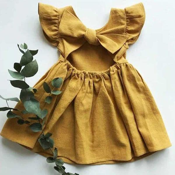 0-5Yrs Children Girls Ruffles Dress Casual Sleeveless Dress Summer Kids Girls Back Bow Clothing OutfitsXJ240720
