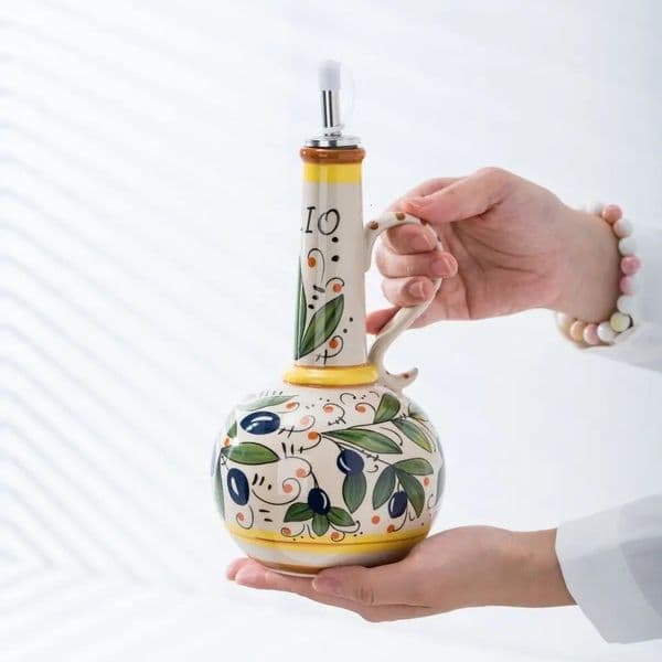 Ceramic ecofriendly olive oil bottles vinegar kitchen utensils seasonal drain 240717