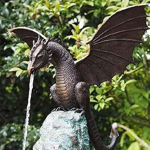 Garden Fountain Dragon Statue Water Spray Dragon Pattern Resin Waterscape Sculpture Cool Pond Spitter Landscape Decor Dragon 240717
