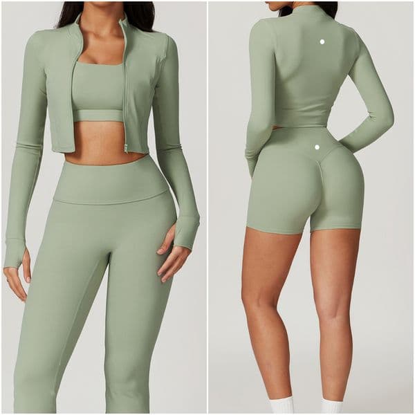 8047 Womens Yoga Outfit Three Pieces Suits Vest+Pants+Jackets Set Exercise Close-Fitting Fiess Wear Running Elastic Workout Tracksuit