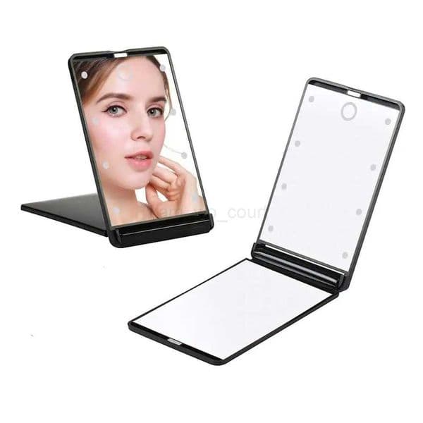 Travel Mirror Portable LED Lighted Makeup MirrorTouch Switch Makeup MirrorFolding Compact Mirror 1X 2X MagnificationM240722