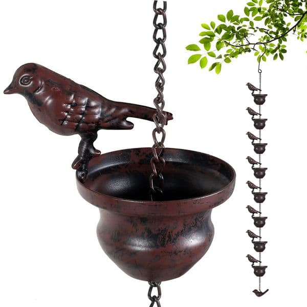 2026 Metal Chains For Outdoor Gutter Roof Decoration Drainage Creative Birds On Cups Catcher Rain Chain Downspout Tool 240717 Free Shipping