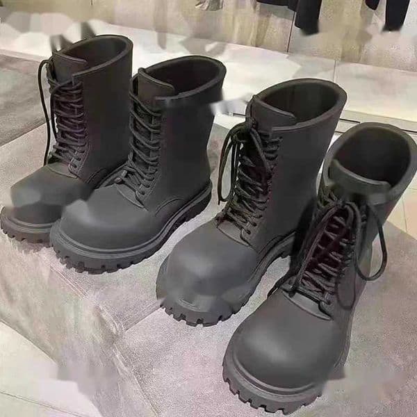 Boots Platform Round Head Lace-Up Ankle Boot 2023 Spring Western Cowboy Boots Runway Style Big Head Derby Shoe Fashion Men Women Boots T231124