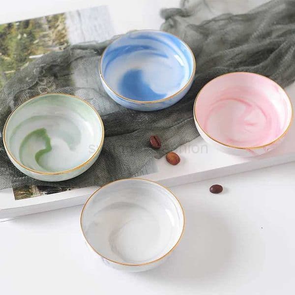 Chic Luxury Ceramic Bowl Gray Blue Pink Green Bowls Baby Adult Dish Soy Fruit Food Feeding Bowl Anniversary Gift Tableware 1PCSB270723
