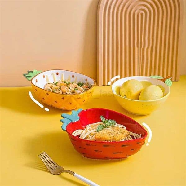 Fruit Shape Hand-painted Ceramic tableware Pineapple Strawberry Lemon Shape Rice Bowl Fruit Salad Plate Dessert Cake DishB270723