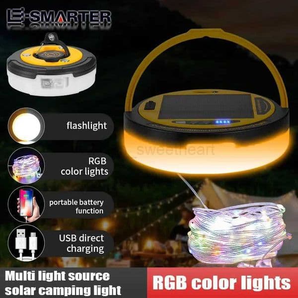 USB Rechargeable Camping Light String Outdoor Tent Light RGB Atmosphere Light XTE LED Flashlight with HookCL240722