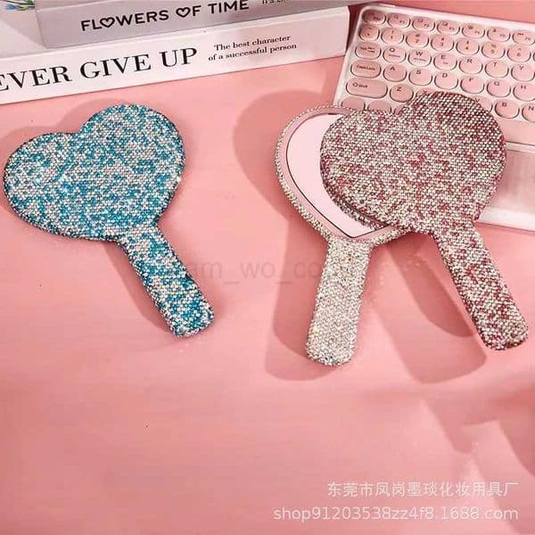 Diamond Hand Mirror ABS Fashion Premium Beauty clay stick diamond handle mirrorM240722