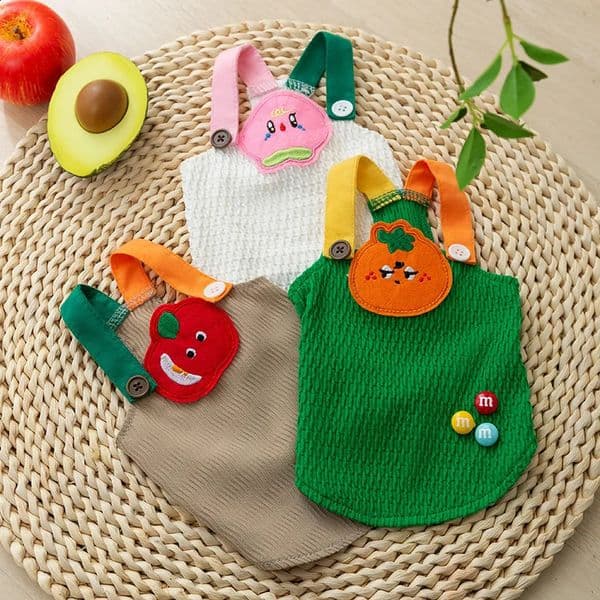 Spring and Summer Dog Cute Cartoon Fruit Sticker Show Traction Strap Cat Two Feet Teddy Bears Pet Clothes Costume 240722