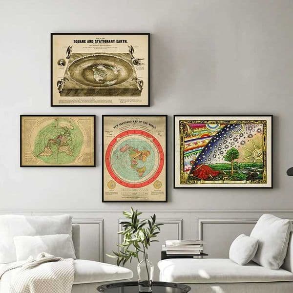 New Standard World Map Print Flat Earth Gleasons Map Poster Vintage Alternative Science Wall Art Canvas Painting Home DecorM240722