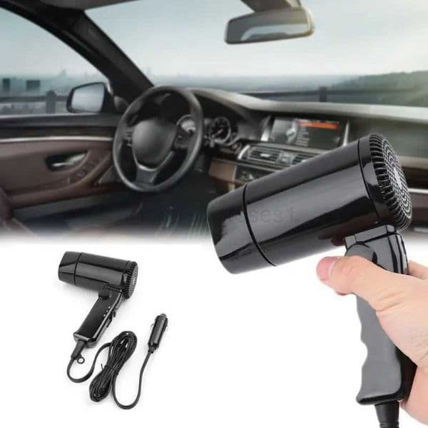 Portable 12V Car-styling Hair Dryer Hot Cold Folding Blower Window DefrosterM240723