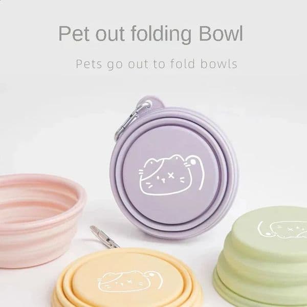 Portable Silicone Folding Bowl for Pet Outdoor Kit Dog Bowl Cat Water Cup Food Container Outdoor Accessories 240722