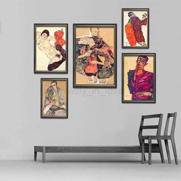 Egon Schiele Body Color Delineation Sketch Canvas Art Print Painting Poster Wall Picture For Living Room Home DecorM240722