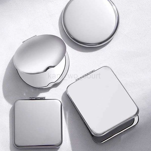 1pc Portable Women Stainless Steel Makeup Mirror Hand Pocket Folded-Side Cosmetic Make Up MirrorM240722