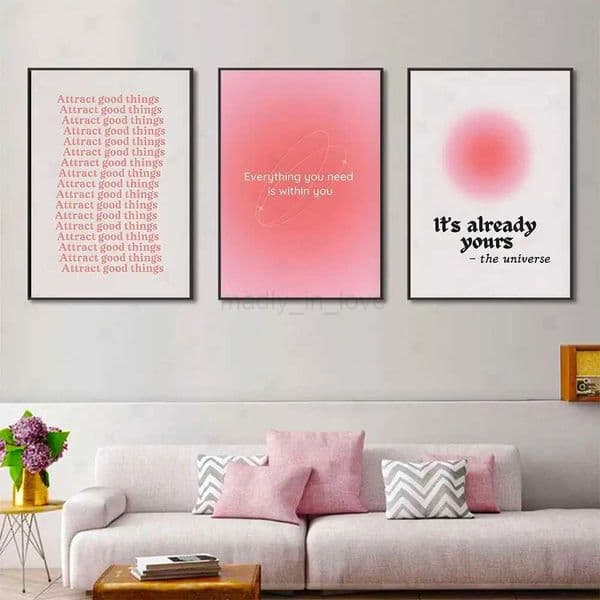 Positive Affirmations Aura Posters Manifestation Art Print Spiritual Trendy Wall Art Canvas Painting Living Room Decor PictureM240722