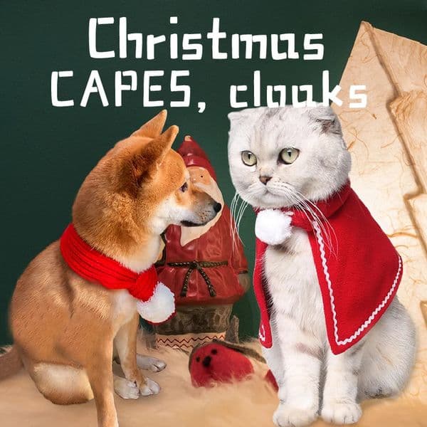 Pet Dog Cat Costume Christmas Hat Cloak Disguise Clothes Santa Red Scarf For Puppy Year Suit Warm Clothing 240722