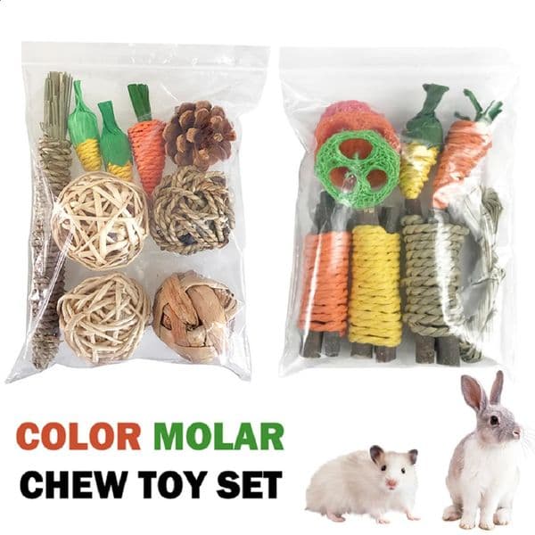 Pet Rabbit Guinea Pig Dragon Cat Fun Toy Hamster Tooth Grinding Set Snacks 240722