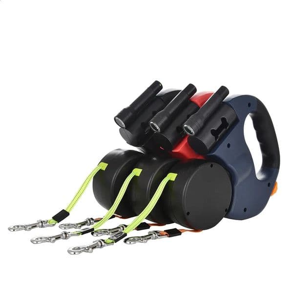 Dual Pet Dog Leash No Tangle Retractable Leash For Small Dogs Reflective Double Dog Walking Training Leashes Pet Supplies 10ft 240722