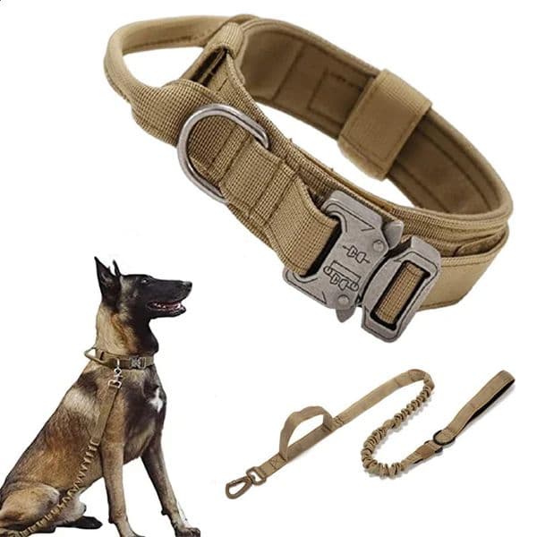 Military Tactical Dog Collar Leash Set Durable Pet Retractable Medium Large German Shepherd Training Accessorie 240722
