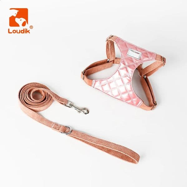 LoudikPlaid Small Dog Harness Leads Soft Velvet Made 6 Feet Puppy Pet Chest and Leash Set ID Name Laser Wholesale 240722