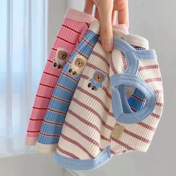 Striped Pet Vest Thin Teddy Bears Pomeranian Yorkshire Small Dog Cats Dogs Clothes Summer Puppy Cooling 240722
