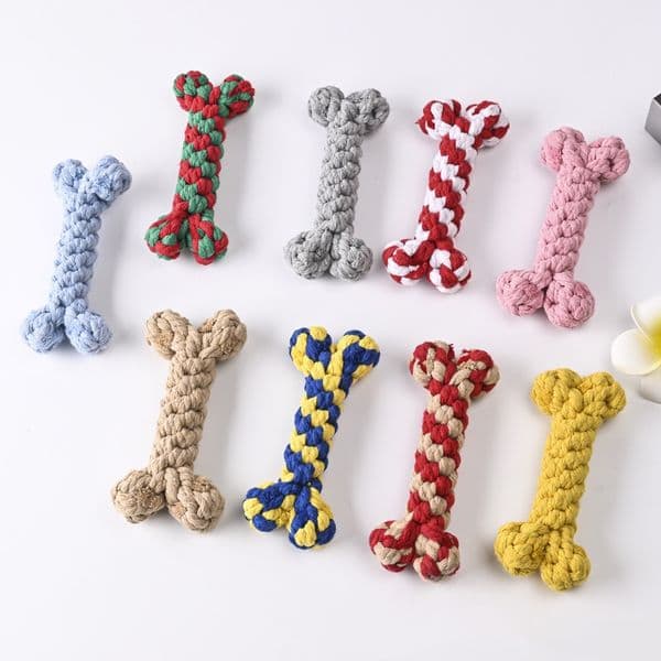 False Bone Cotton Rope Dog Bite Toys Chews Ball Knot Durable Braided Pet Supplies For Cats Aggressive Chewers Puppy Teething Value Tug Interactive Puppies B2