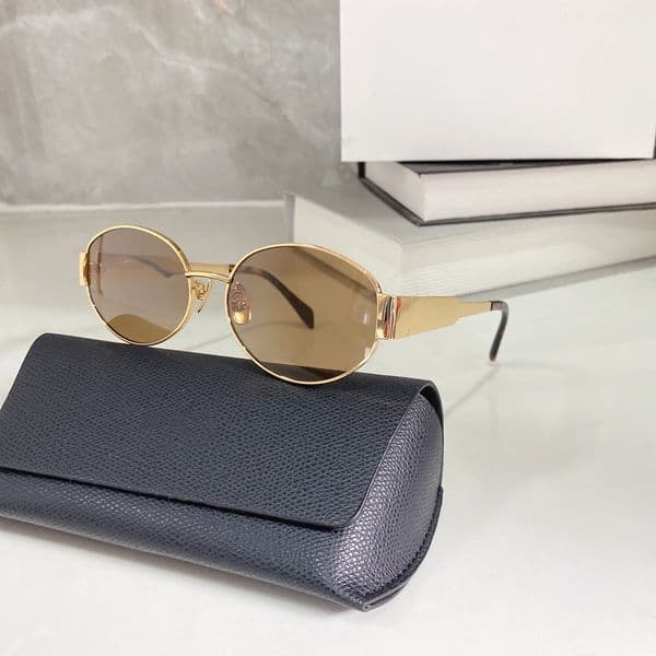 beach outfit Oval For Designer 42235 Metal Mirror Legs Green Lens Sunglasses Retro Small Round Frame Sexy Little Women Glasses With Box