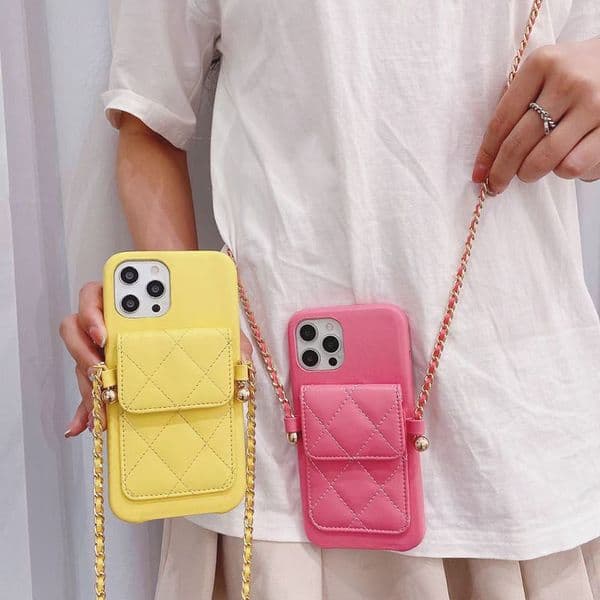 2026 New Crossbody Designer Phone perfume Case For Apple Iphone cologne 17 16 Pro Max 15 Plus 14 13 12 11 Luxury Leather Chains Strap Wallet