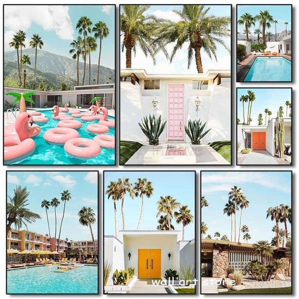 Nordic Modern Desert Architecture California Travel Photo Poster Palm Springs Canvas Print Painting Retro Wall Art Home DecorM240722
