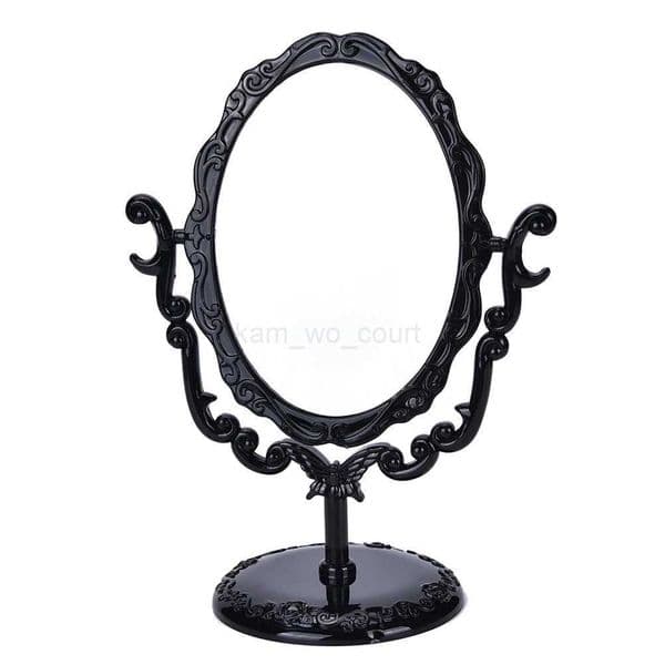Black Butterfly Rotatable Vintage Desktop Gothic Rose Stand Compact Makeup Mirror European Style Acrylic Small Size Makeup ToolsM240722