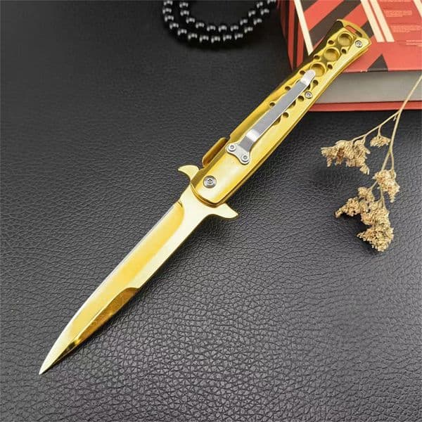 Golden M10 folding Swordfish Manual Durable and Not Easy to Fade knife 420 Steel Handle 440c Sharp Blade Outdoor Kitchen Multi purpose Folding Knife