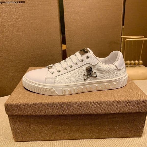 Fashion Luxury Men Leather Lace Up Platform Oversized Sole Sneakers White Casual Printed RD mjft801