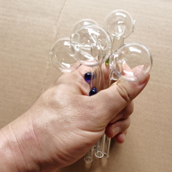 20pcs colorful 14cm Curved Oil burners Glass Bong Pipes with different colored glass balancer